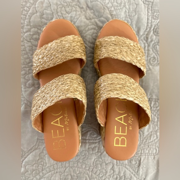 NWOT Beach by Matisse Ocean Ave Raffia Platform Sandals Slides Size 8 - Picture 6 of 12